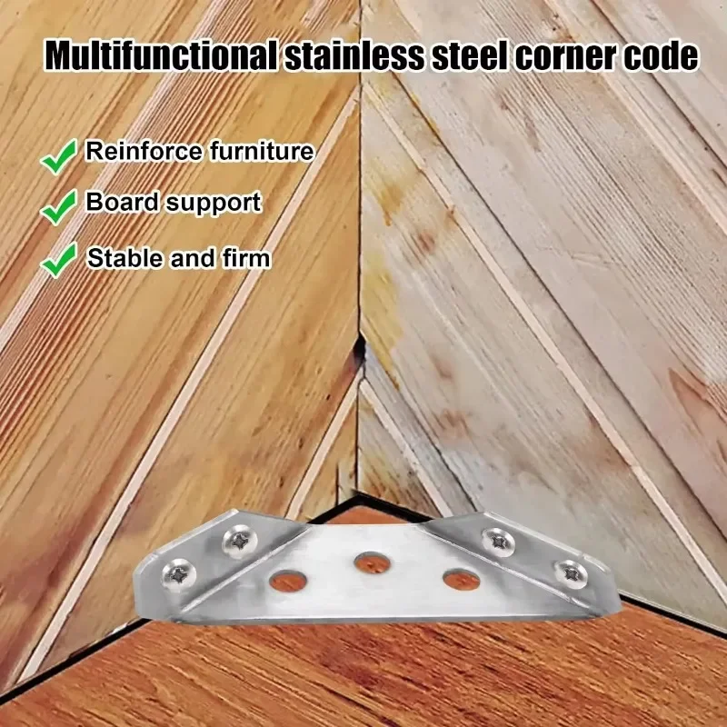 Universal Furniture Corner Connector Stainless Steel Corner Brackets for Cabinet Angle Shelf Support Fixed Brace Kits with Screw