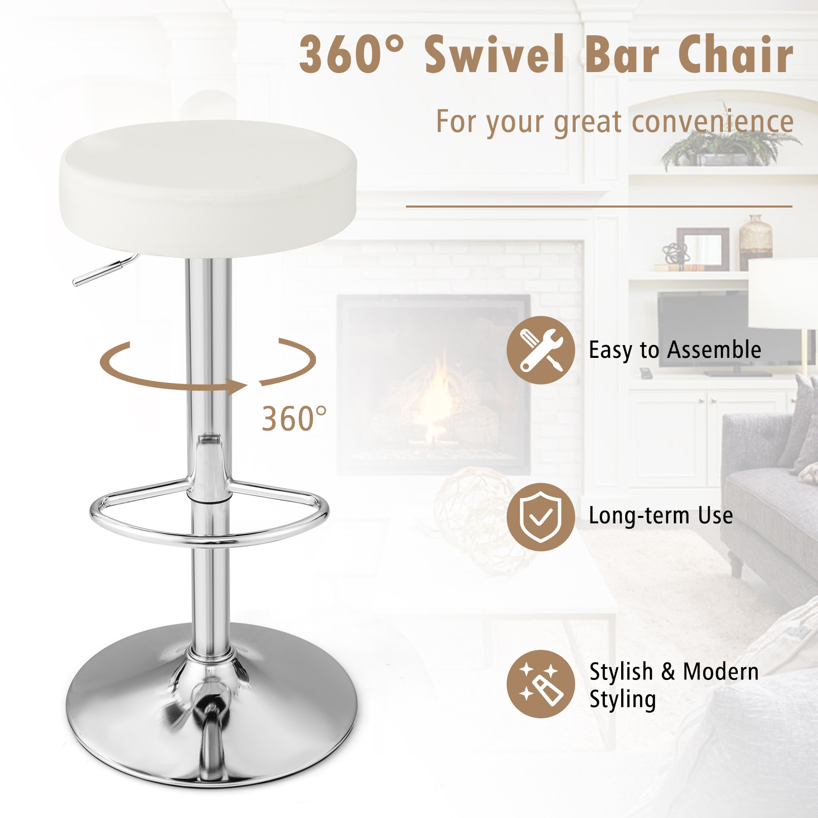 GOFLAME Set of 2 Bar Stool Set Upholstered Counter Height Stool Kitchen Dining Chairs