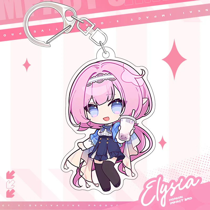 Game Honkai Impact 3rd x COCO Joint Cosplay Theme Sets Elysia Kiana Stand Badge Keychain Anime Cartoon Accessories Xmas Gift Box