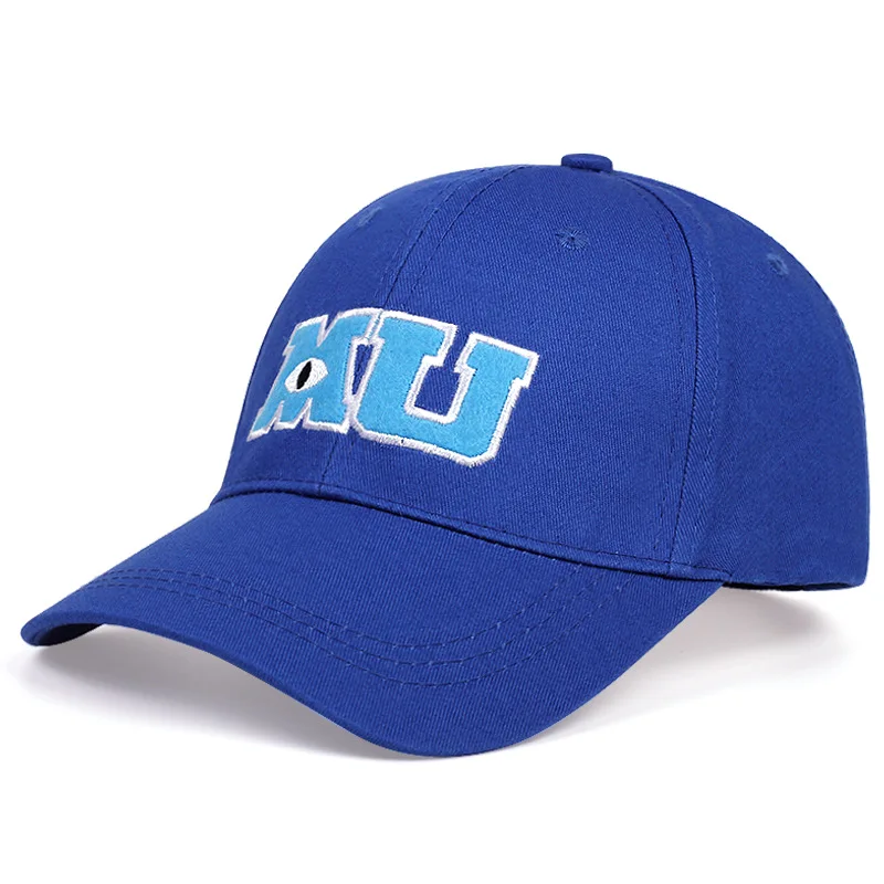 Berretto da baseball da uomo di nuova moda di alta qualità Mostri University Lettere Berretti da ricamo Cappello blu Cappelli con protezione solare Cappelli snapback