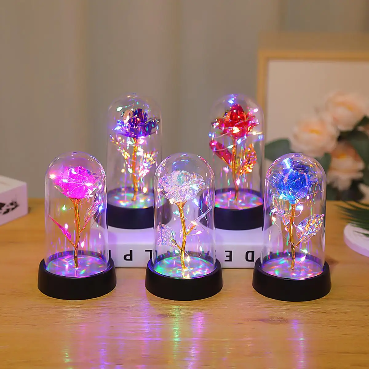 Rosenlicht, schönes, realistisch aussehendes Nachtlicht, Rose, ewige Blume, Partyzubehör, LED-Simulation, Rosenblume, Valentinstag