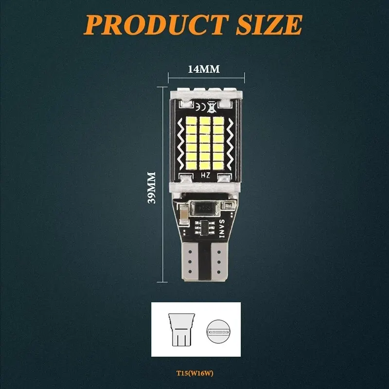 2ชิ้น W16W T15 912 T16 902หลอดไฟ LED สว่างมากอะไหล่สำหรับถอยหลังไฟสีขาว Canbus