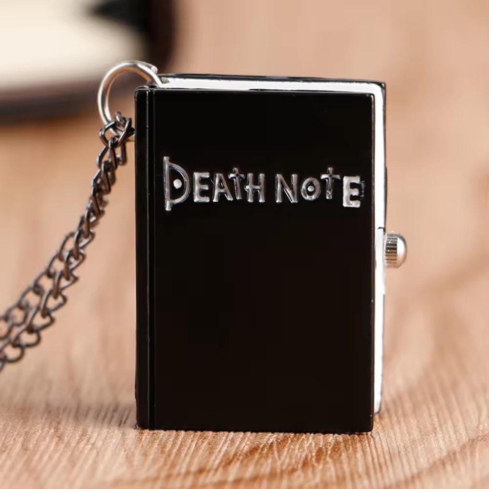 Anime japonês antigo colar corrente relógio pingente death note book relógio de bolso de quartzo para homens