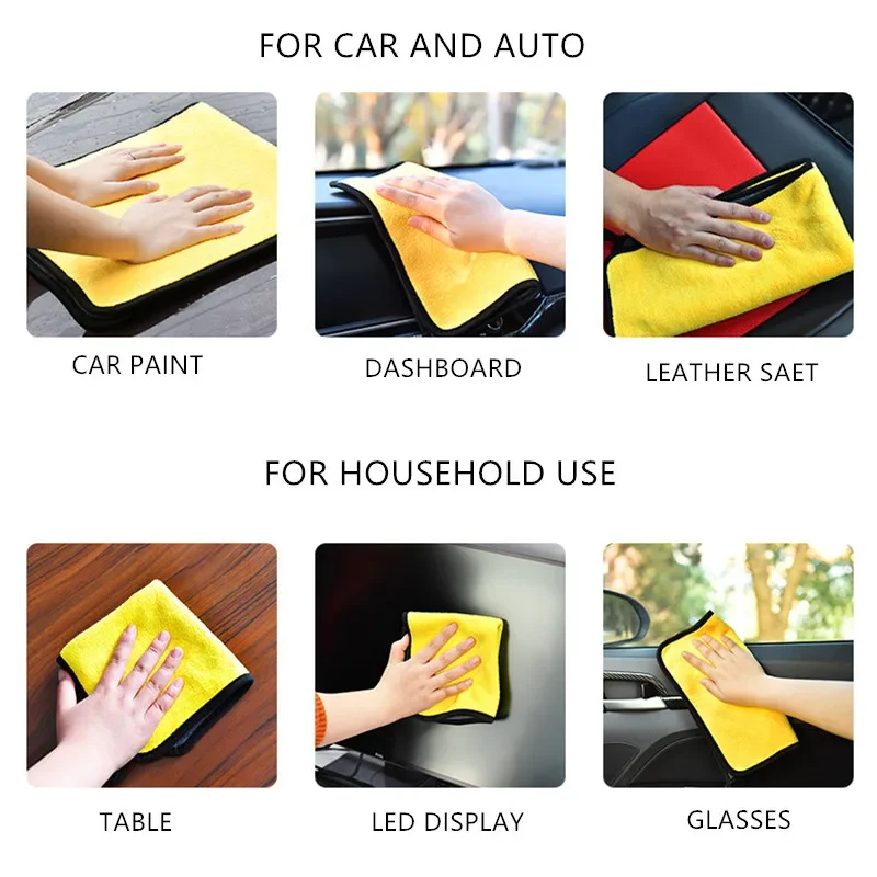 Engrossar toalha de microfibra de lavagem de carro 30x3 0/40/60cm macio pano de secagem de limpeza de carro bainha pano de cuidados de carro detalhando toalha de lavagem de carro