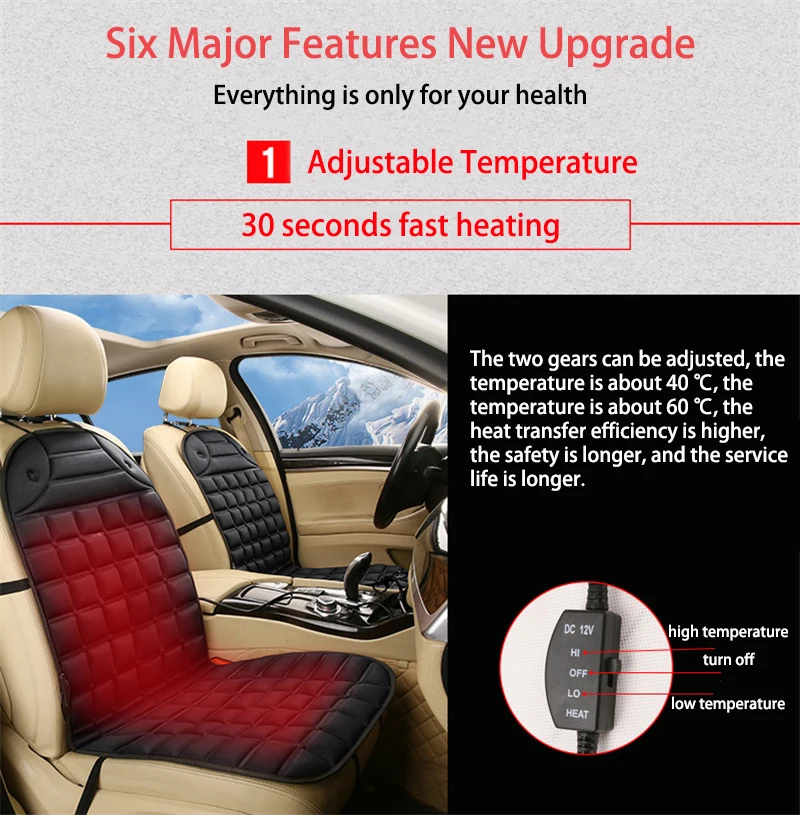 Asientos calefactables de coche de 12V, calentador de asiento de invierno, fundas de cojines calefactores para asiento de coche, asiento calefactable eléctrico, cojines de invierno con estilo para coche