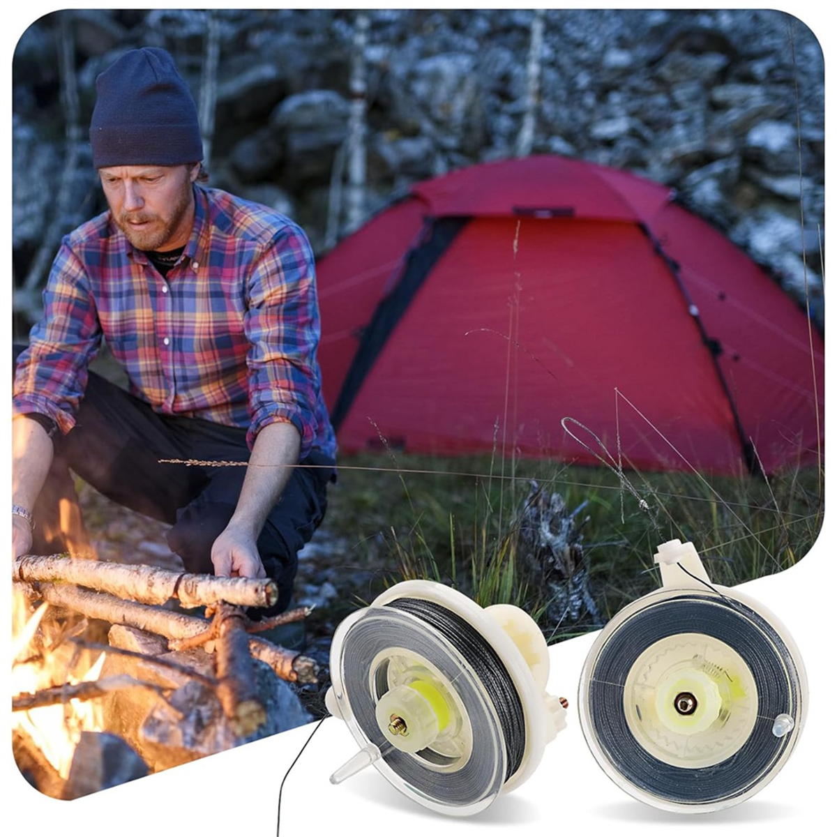 Trip Wire no carretel reutilizável, Trip Wire for Perimeter, Alarme 12 Gauge, 85ft, 2 pcs