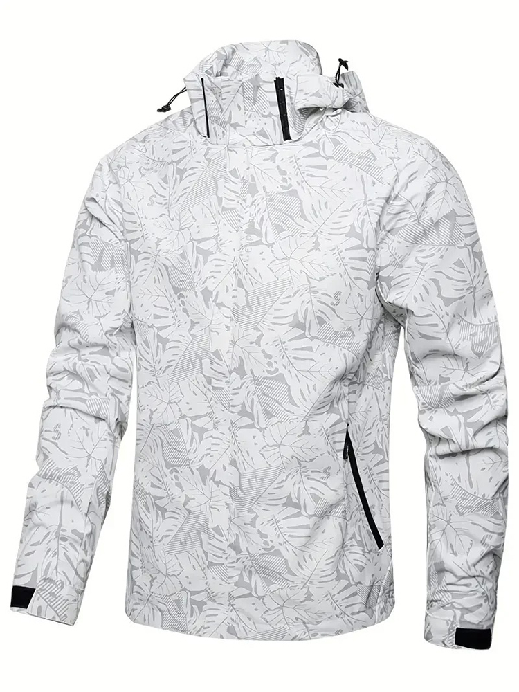 Chaqueta cortavientos impermeable informal para hombre, abrigo de senderismo al aire libre con cremallera completa y capucha para otoño de talla grande