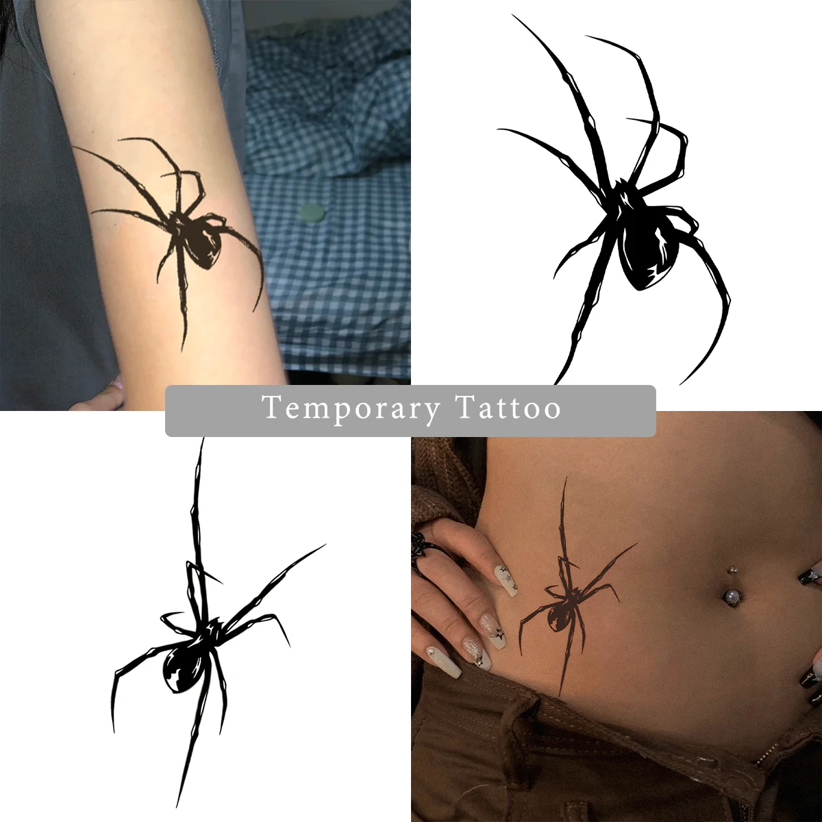 Spinnen-wasserdichte temporäre Tattoo-Aufkleber, langlebig, wasserdicht für ein bis zwei Wochen, für Arm, Bein.