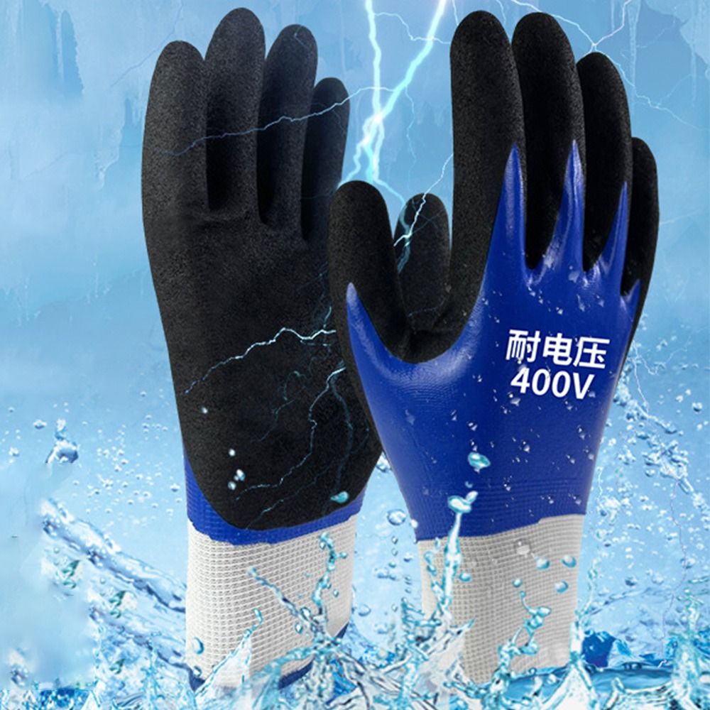 Guantes aislantes para electricista, color azul, resistente al voltaje, 400V, alta elasticidad, pantalla táctil, protección de seguridad