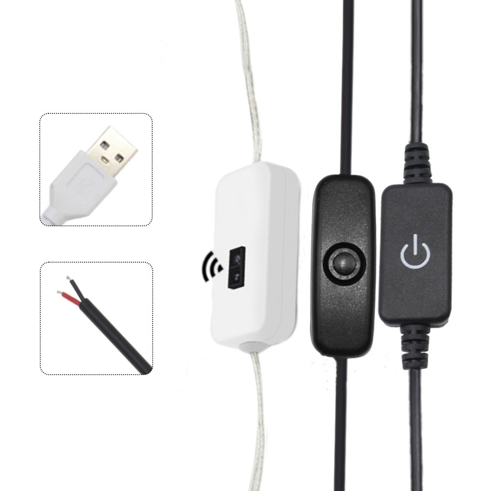 2Pin USB Netzkabel Mit Fernbedienung 1,5 M Touch Dimmer Schalter 501 EIN Aus-Taste Verlängerung Kabel Draht Für einfarbige LED Streifen Licht