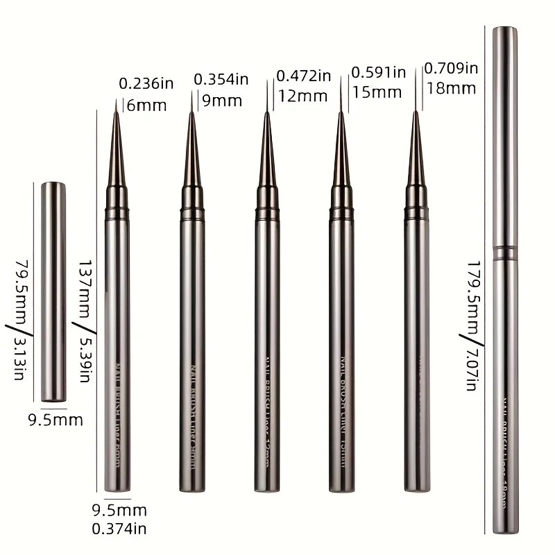 5 uds pinceles para delineador de uñas pincel pintado a mano acrílico UV Gel colores tintas constructor pluma de dibujo DIY accesorios de diseño de manicura