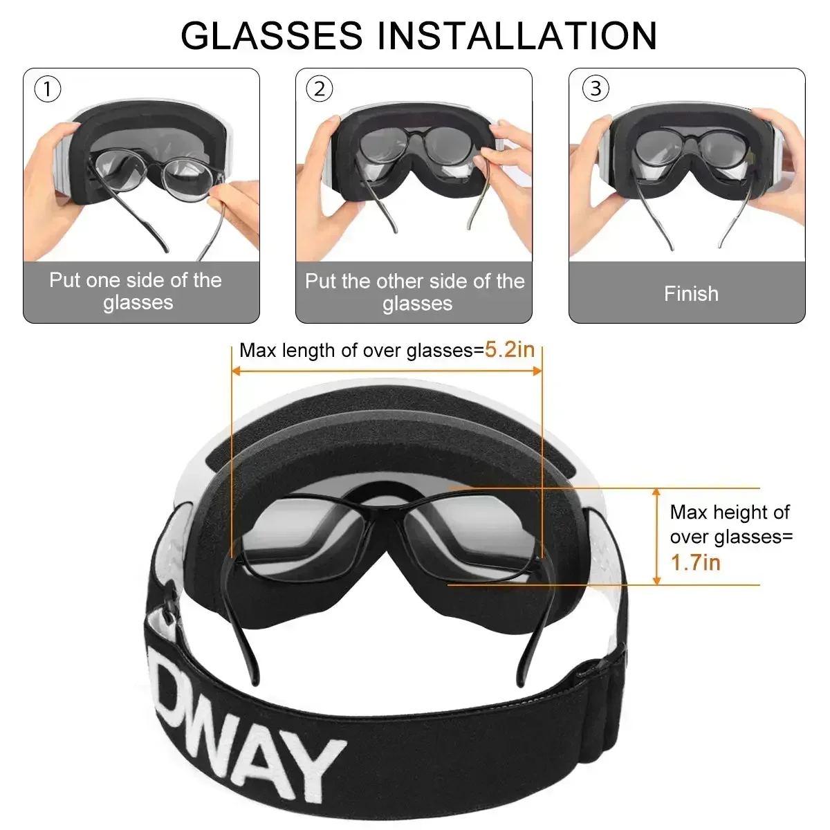 Gogle narciarskie Findway dla dorosłych Dwuwarstwowe soczewki Anti Fog Ochrona UV OTG Design Over Helmet Kompatybilne do jazdy na nartach Snowboarding
