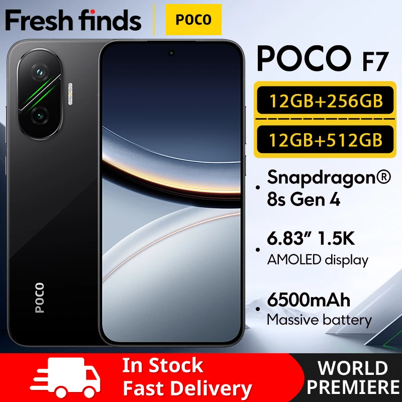 【월드 프리미어】POCO F7 5G 스마트폰 스냅드래곤 8s Gen 4 NFC 256GB 512GB 6.83인치 AMOLED 디스플레이 6500mAh 배터리 90W 충전