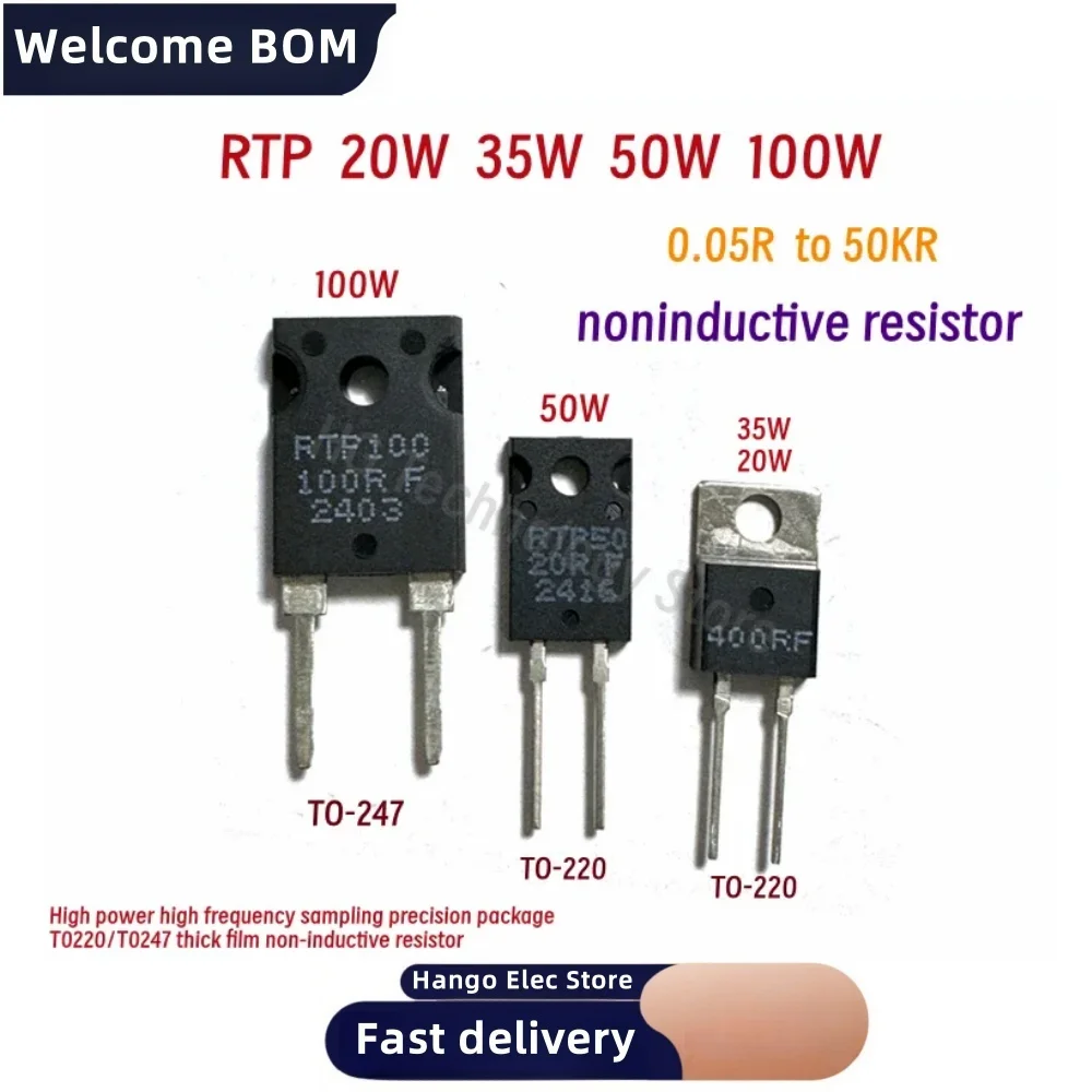 Thick Film Non-Inductive Precision Resistor 20W 35W 50W 100W RTP 0.05R to 5KR Various Sizes 15 20 30 50 100 250 500R 1K 3K 5K Sa