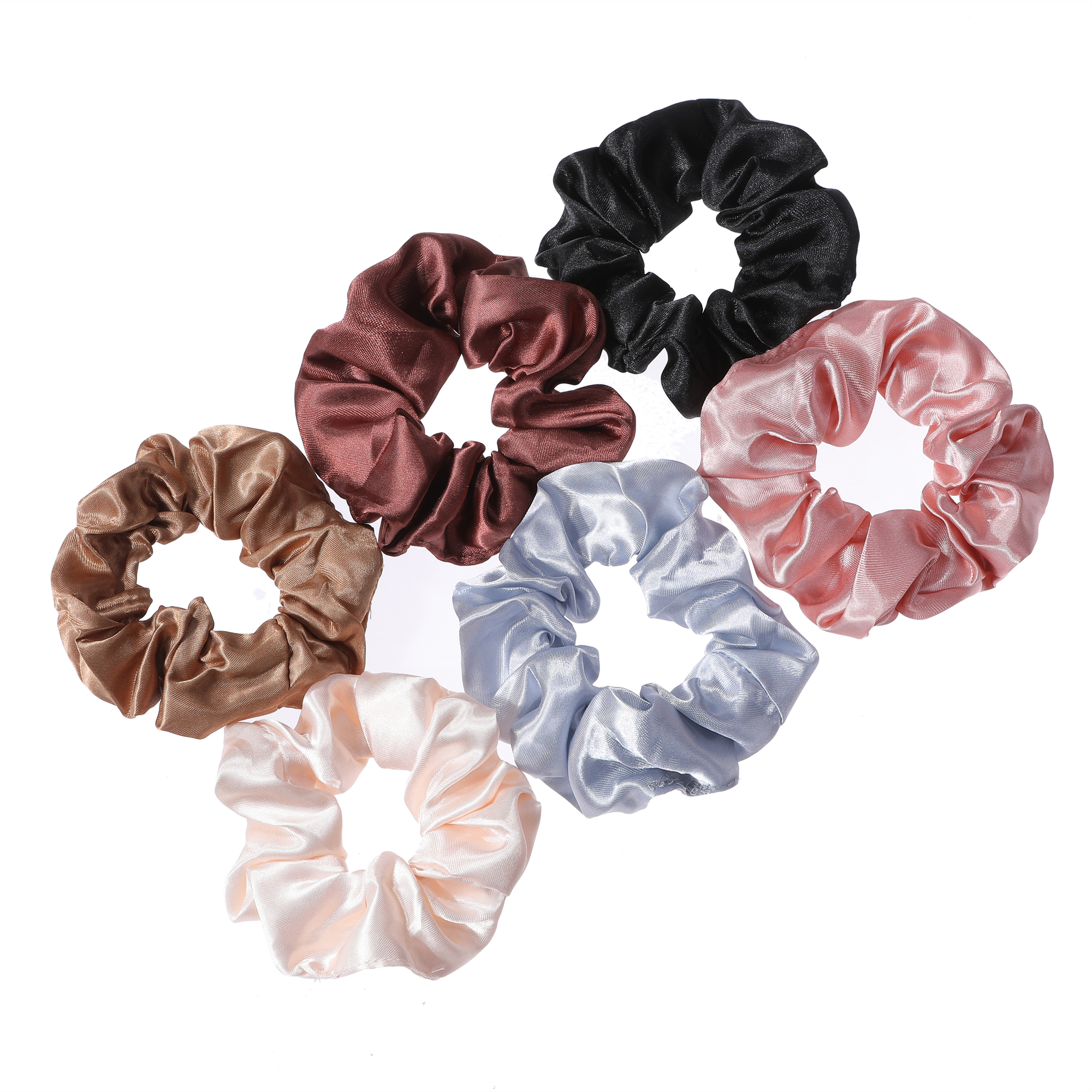 12 pçs novo tecido de cetim salsicha laço anéis de cabelo conjunto cor sólida tecido laço corda de cabelo scrunchies scrunchy preto café