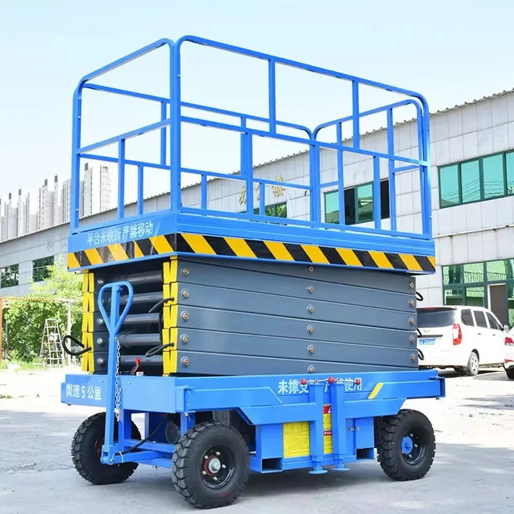 Plataforma elevadora de escalera eléctrica de mesa de alta eficiencia, plataforma de trabajo aérea hidráulica, plataforma elevadora autopropulsada de 6m-18m