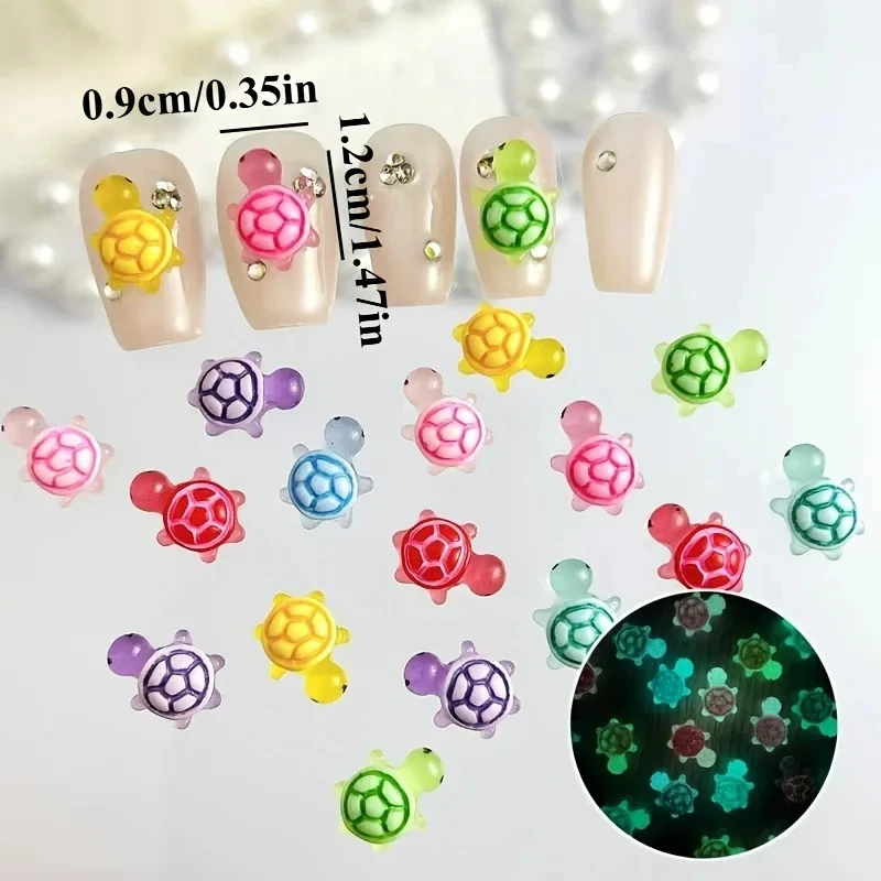 50/100 ชิ้น Mini Luminous เต่าแปดสีตกแต่งลูกปัดตกแต่ง DIY อุปกรณ์เสริมเรซิ่นอุปกรณ์เสริมทําด้วยมือ DIY ตกแต่ง