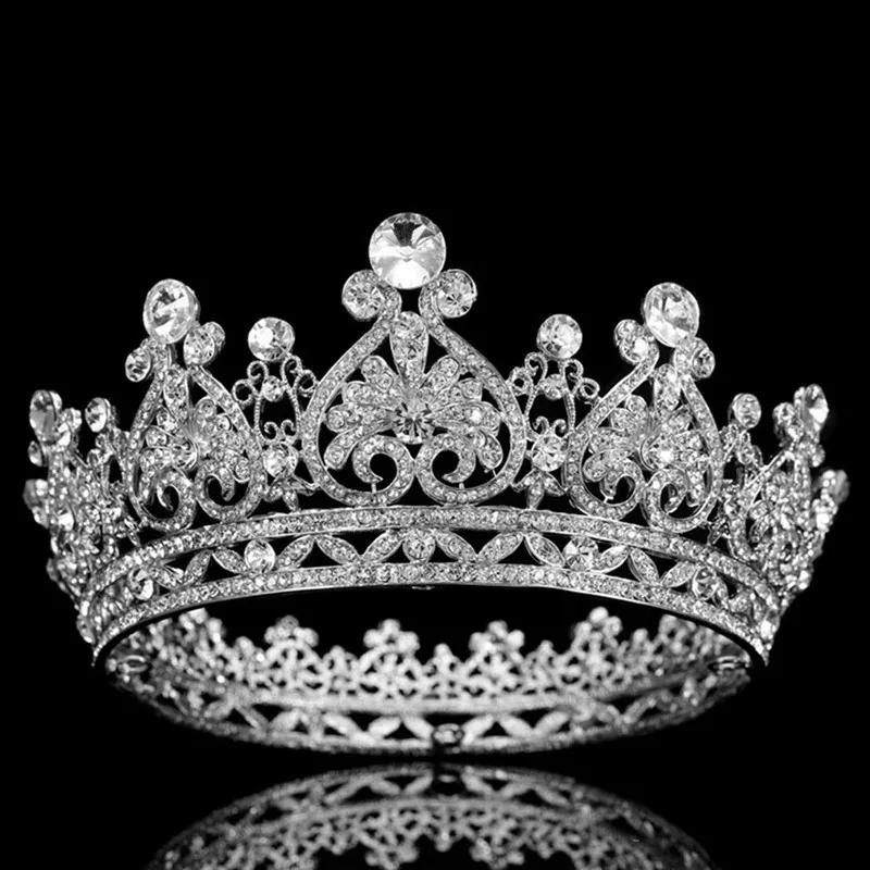 Bruiloft Kroon Goud Zilveren Kleur Strass Crystal Diadeem Koningin Kroon Prinses Tiara 'S Bruids Haar Sieraden Partij Haar Accessoires