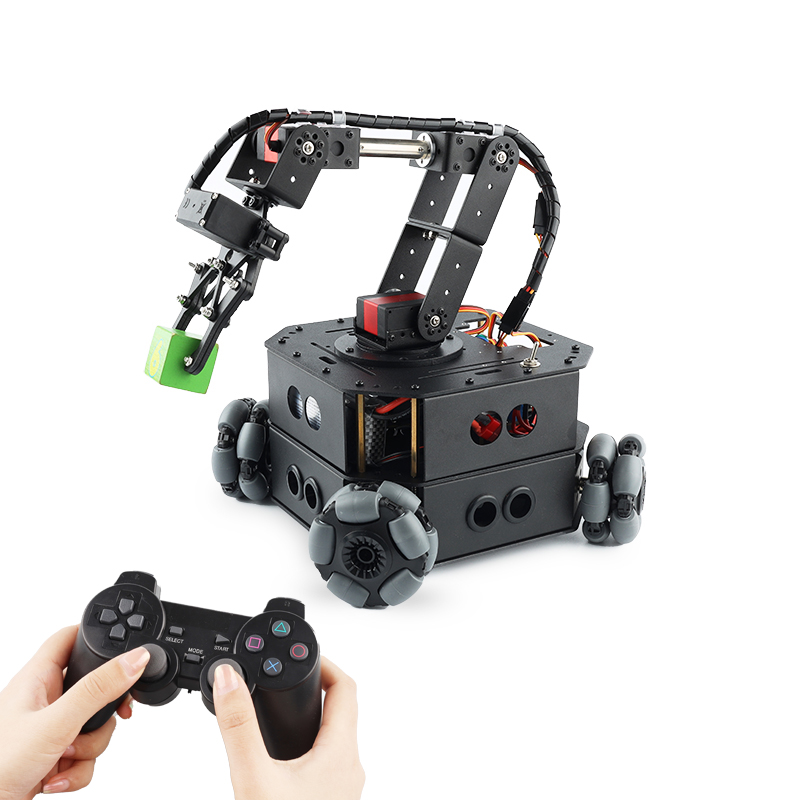 4WD Omni Wheel Roboterauto mit Roboterarm Chassis Hindernisvermeidung Ps2 Wireless RC Auto für Arduino Programmierbarer Roboter DIY Kit