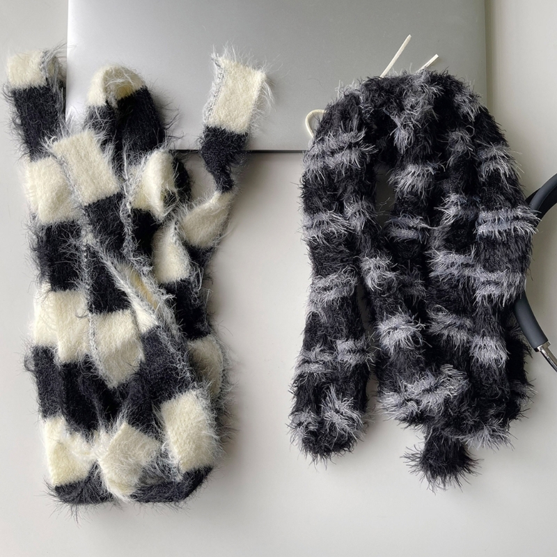 Neuer Stil, gestreifter Schal, Strickschal, Damen-Winterschal, warm, langes Halstuch