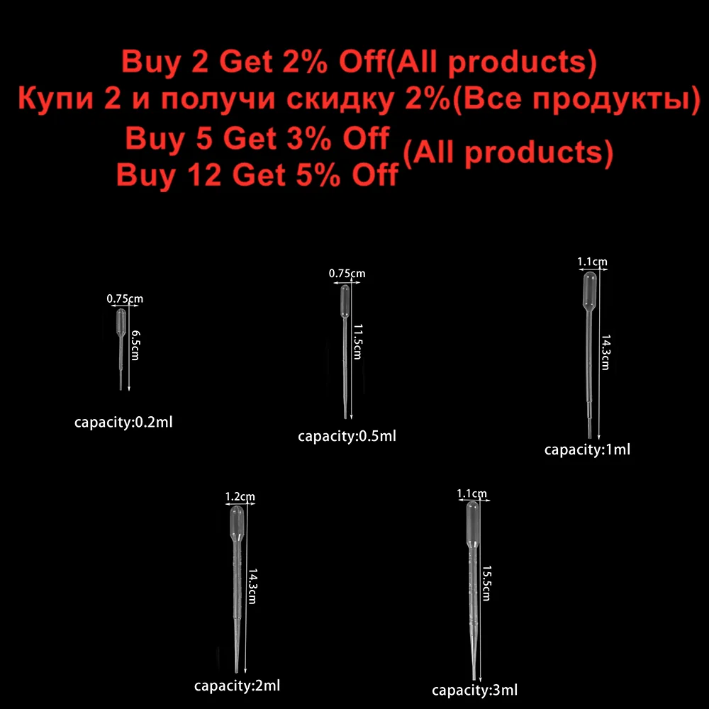 Pipetas de transferência de plástico descartáveis, 0.2/0.5/1/2/3ml, conta-gotas para diy, moldes de resina epóxi de silicone, fabricação de jóias