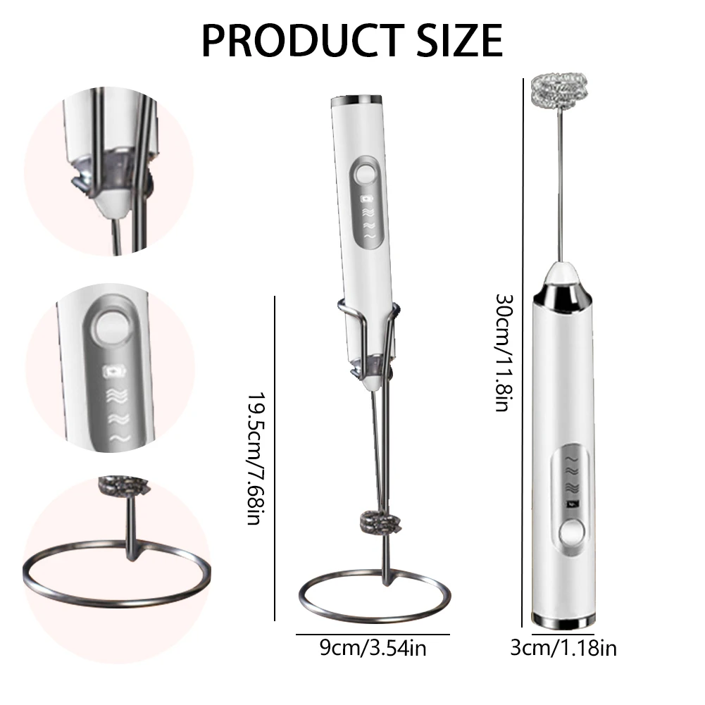 Electric Milk Frothers Wireless Handheld Milk Foamer Blender Coffee Maker Whisk Mixer Cappuccino Cream Egg Beater With Stand