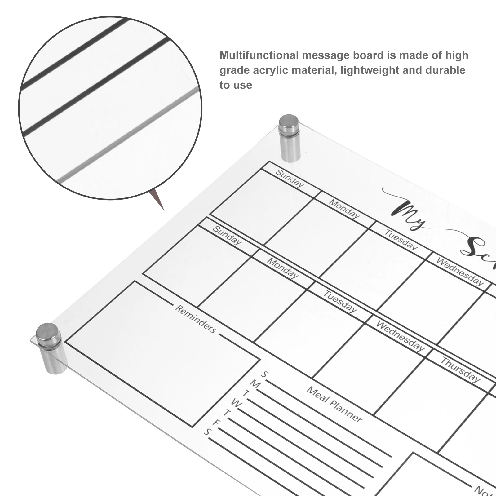 Wochen planer Brett Glas Büro Schreibtisch trocken löschen Tisch Tafel Acryl schreiben weiß