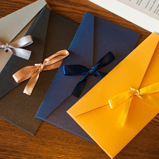 10 pçs/set envelope papel perolado arco engrossar fita retro cor criativa papelaria casamento convidado presente de alta qualidade
