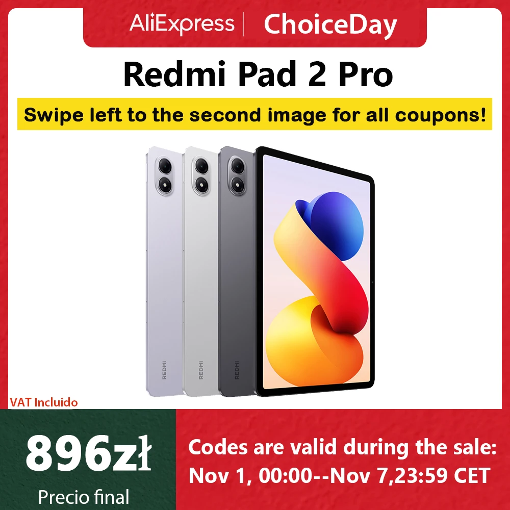 【Marca+】 Xiaomi Redmi Pad 2 Pro Pantalla cristalina de 12,1" 2,5 K Snapdragon 7s Gen 4 12000mAh 33W carga rápida