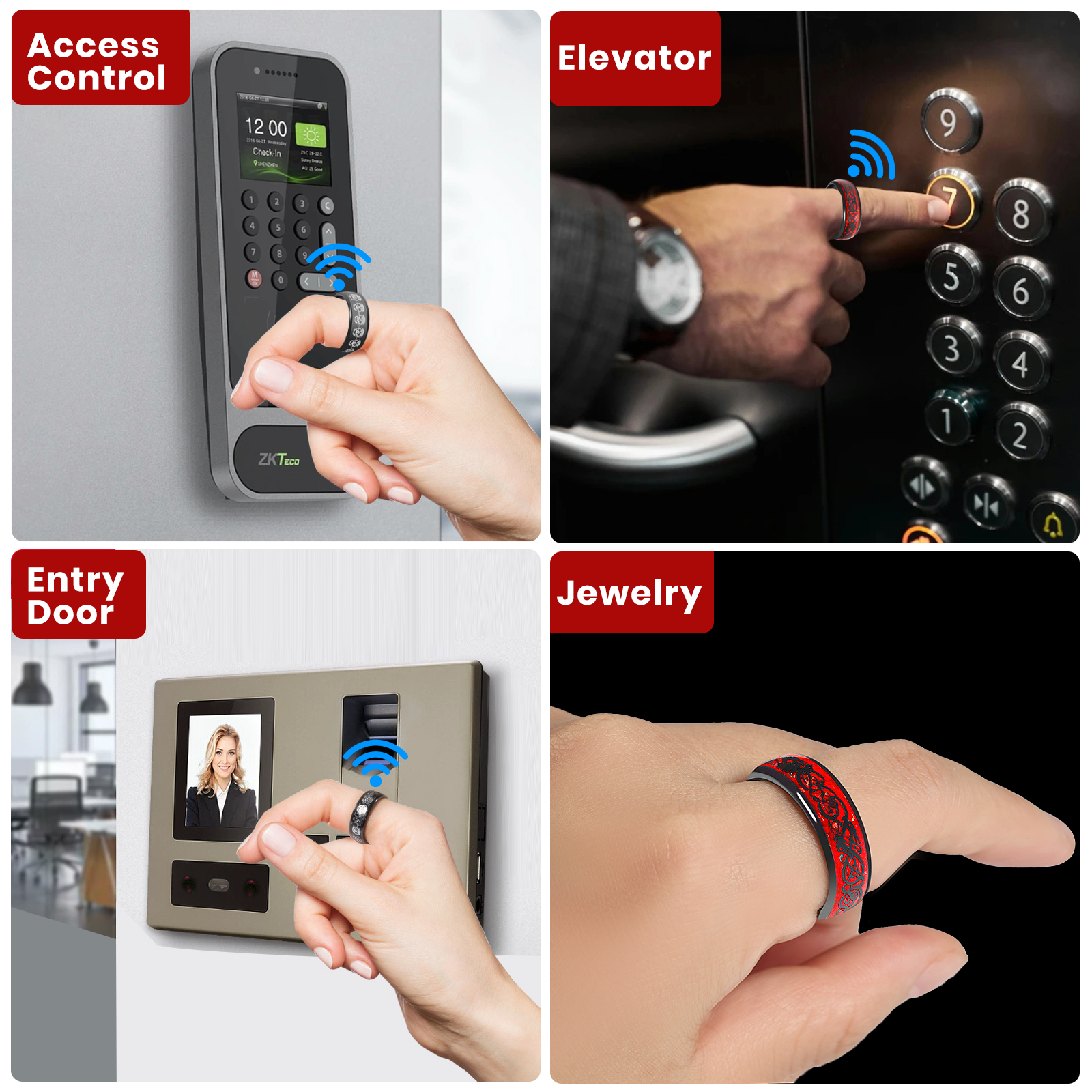 7 мм ремешок из углеродного волокна с черепом, эпоксидное кольцо с чипом CUID или модное металлическое кольцо с узором дракона T5577, керамическое кольцо на палец с чипом