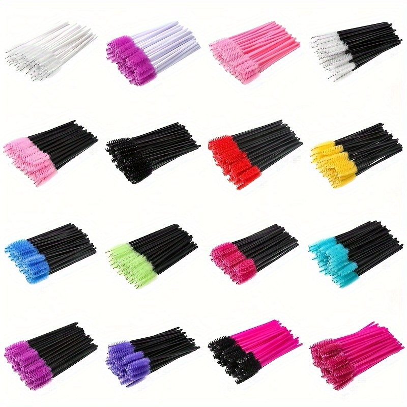 50 Uds cepillo de pestañas desechable, pestañas de injerto, rizador de pestañas portátil, peine de pestañas, cepillo de colores, maquillaje completo de pestañas brus