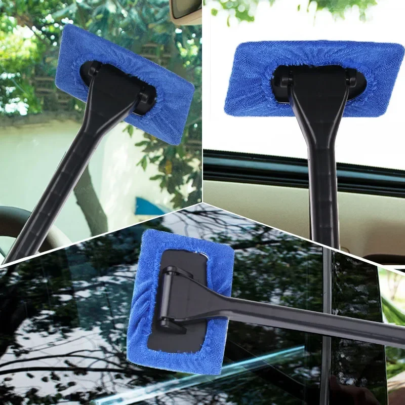 Kit de cepillo limpiador de ventanas de coche, herramientas de limpieza y lavado de parabrisas, limpiaparabrisas Interior de vidrio con mango largo, accesorios para coche