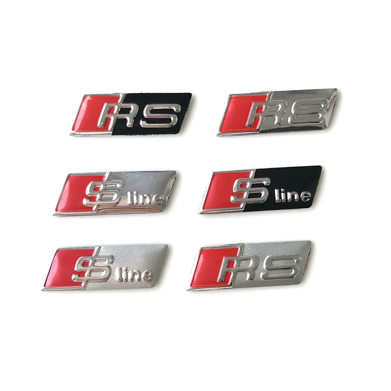 3D Aluminium RS Sline Logo S Line Emblem RS Car Badge For Audi A1 A3 A4 A5 A6 Q2 Q5 Q7 Q3 S3 S4 S6 RS S Line Sticker Accrssorie