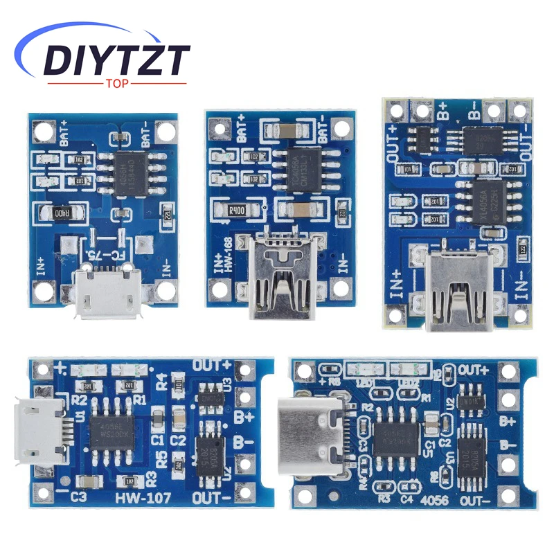 5/10Pcs Micro USB 5V 1A 18650 TP4056 Lithium Battery Charger Module Charging Board With Protection Dual Functions 1A Li-ion