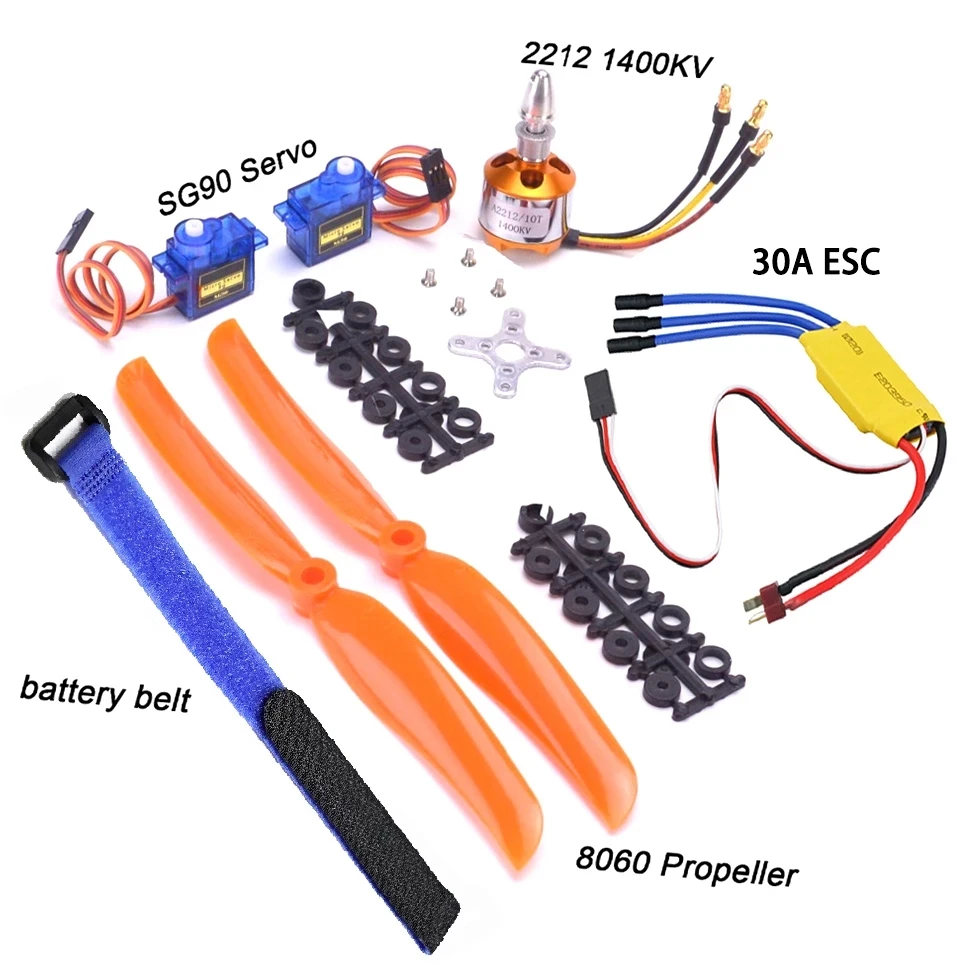 XXD A2212 2212 1400KV Motor sin escobillas 30A ESC Motor SG90 9G Micro Servo 8060 juego de hélice para avión de ala fija RC