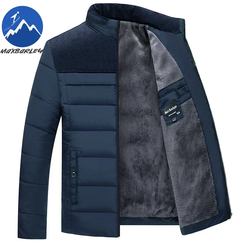 Inverno masculino de pelúcia engrossado parkas gola jaqueta moda masculina parker casaco quente grosso zíper casaco acolchoado para homem