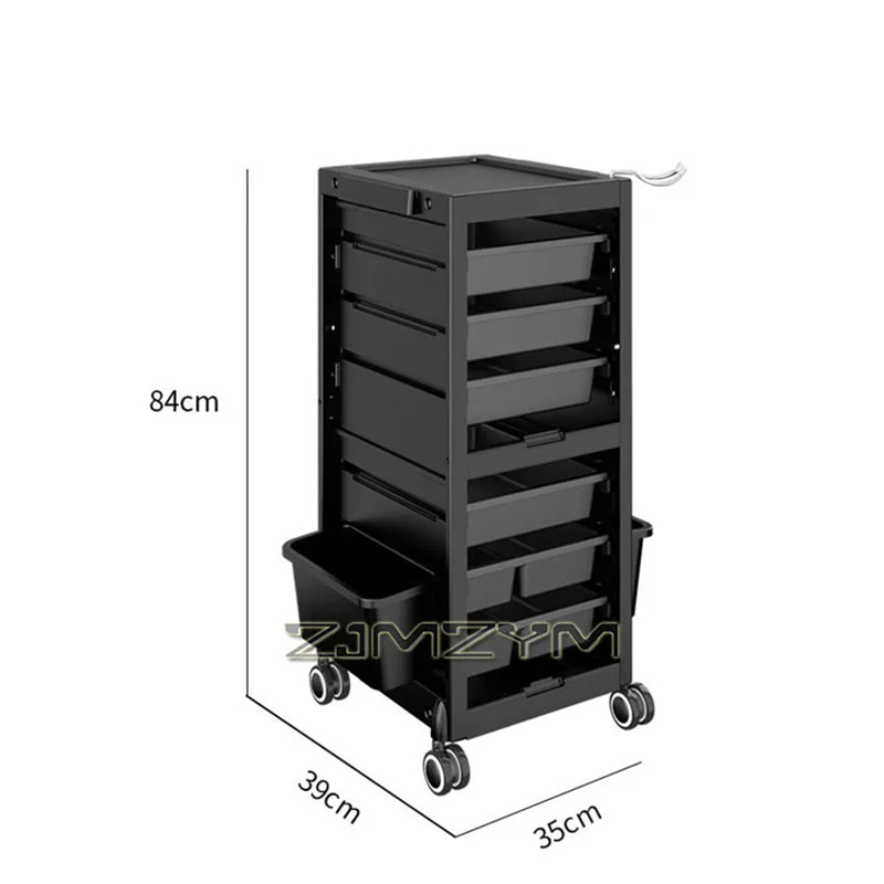 Lockable Salon Trolley Cart Tool Organizer with Locks for Hair Stylist Stations Black Rolling Tool Cart Security Hairdresser