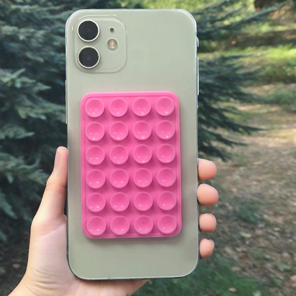 Silicone Mobile Phone Pad with Suction Cup Adhesive Rubber Sucker for Phone Fixation Durable Sticky Backed Silicone Pad for Devi