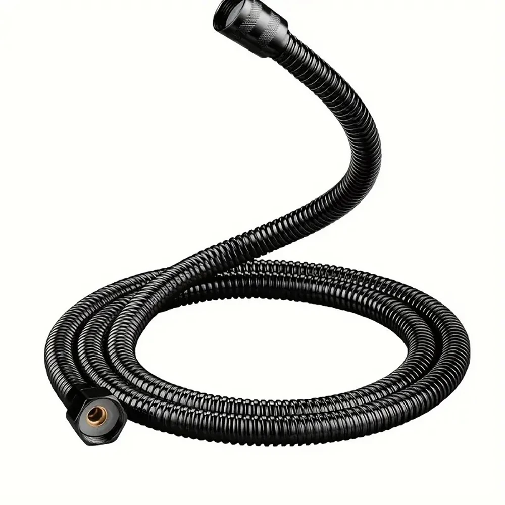 Tubo de extensão de chuveiro de banheiro de 1,5 m e 1/2 polegadas - 1 peça de tubo de água de aço inoxidável preto, acessório de banheiro