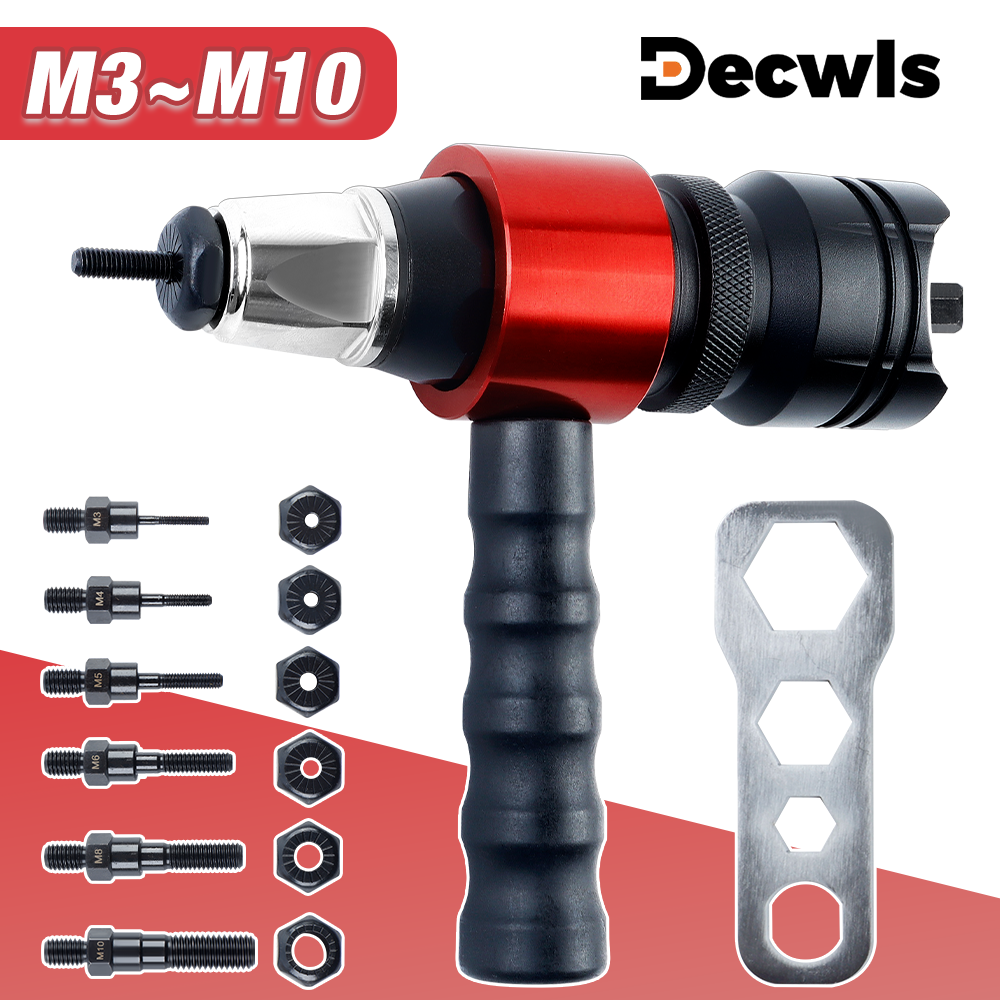Pistolet à riveter électrique professionnel, outil de rivetage d'écrous à faire soi-même, outil de rivetage M3 M4 M5 M6 M8 M10, machine à riveter sans fil, pistolet à riveter à traction