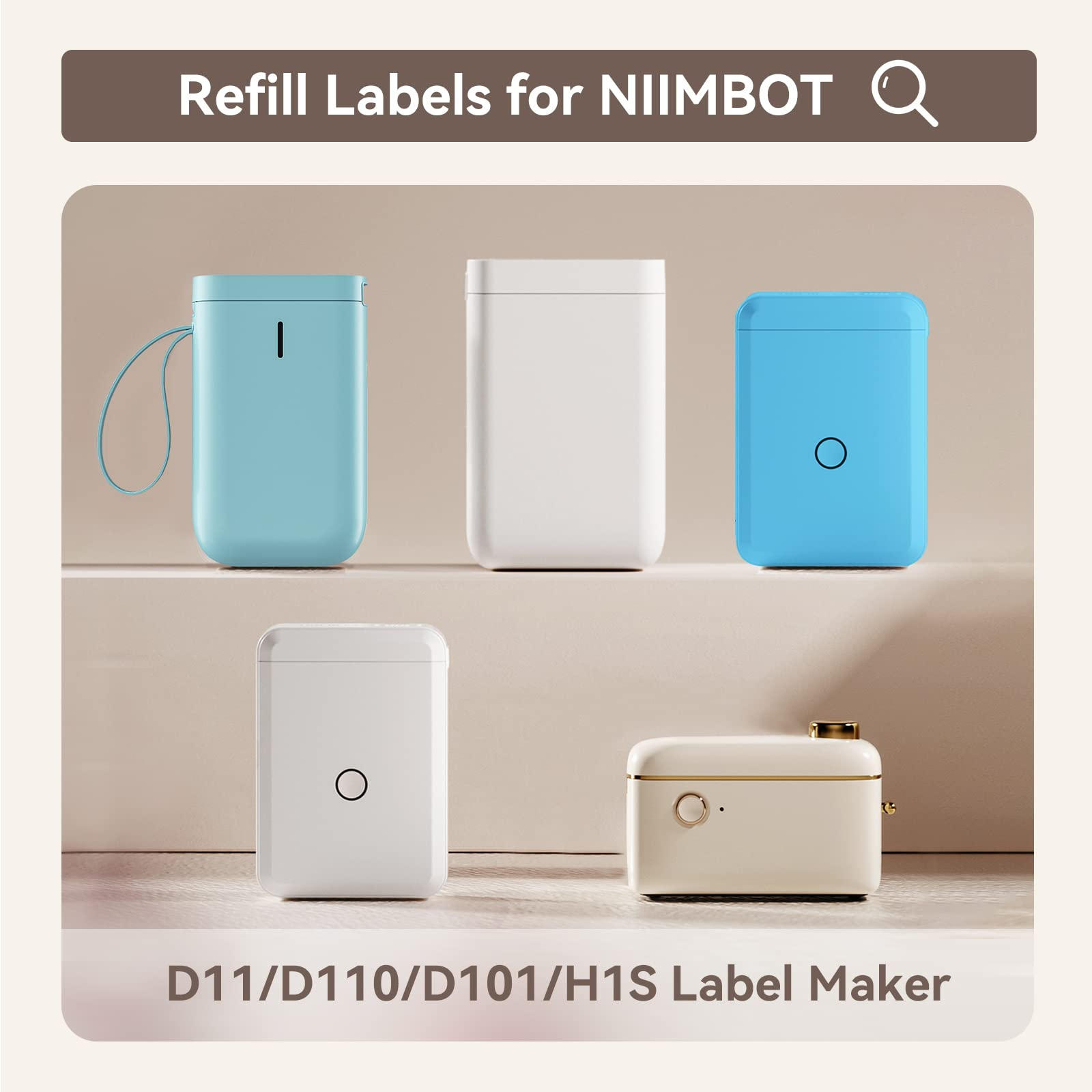Niimbot D11 D101 D110 Officiële labelstickerpapierrollen Verschillende maten witte kleurlabelpapier 3 5 10 rollen voor printer GEBRUIK