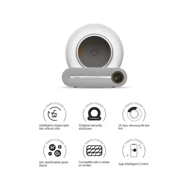 Tonepie-caja de arena inteligente para gatos, dispositivo automático de autolimpieza con Control por aplicación, inodoro grande de 65L, versión en inglés