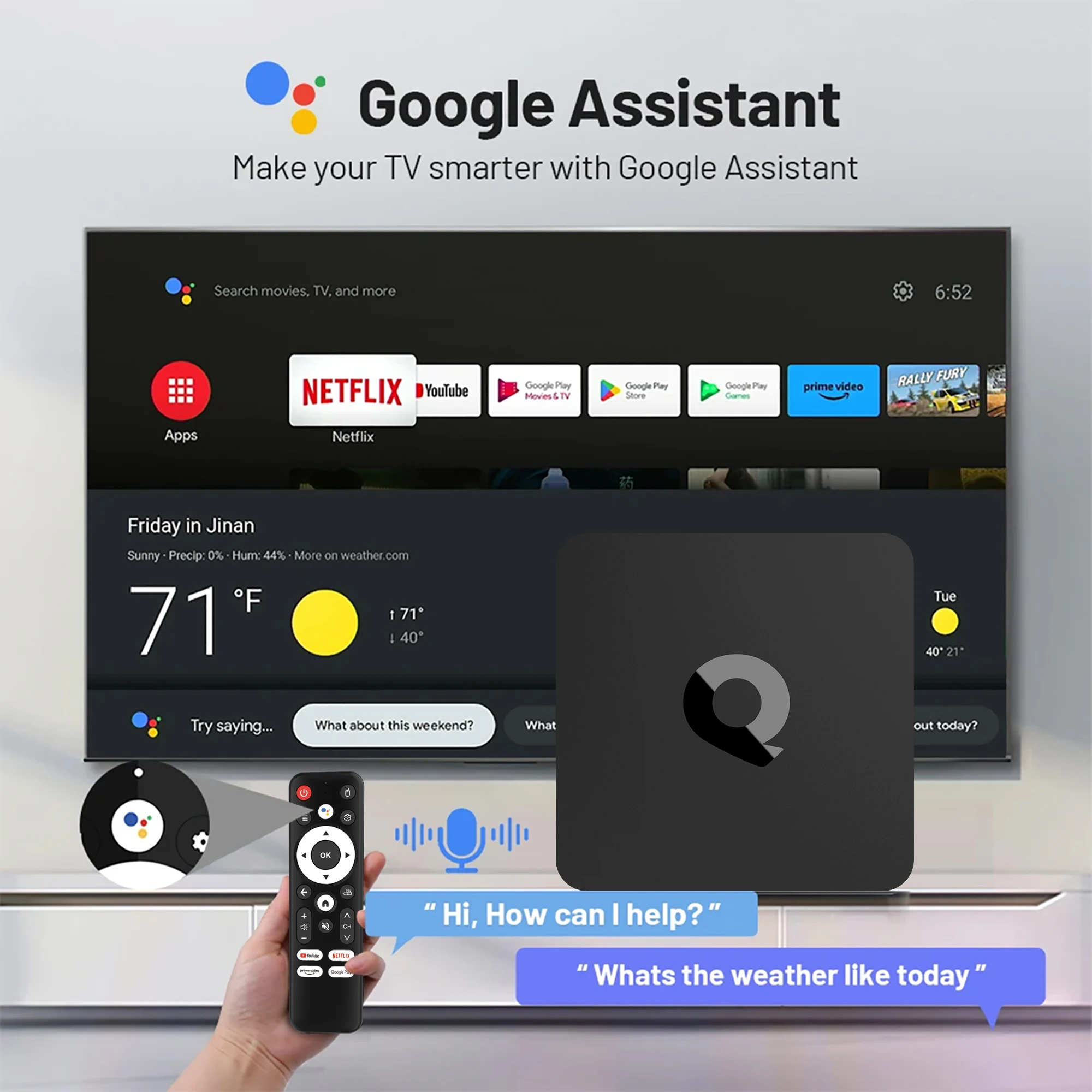 Mortal Q1S Versão Global Smart Android TV Box 4K Streaming Media player AllwinnerH313 BT Assistente de Voz H.265 Iptv 2.4G5GWifi