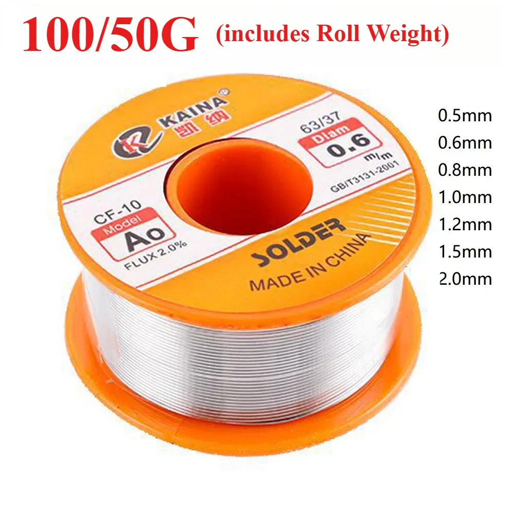 50/100g CF-10 Solder Wire Tin 0.5/0.6/0.8/1.0/1.2/1.5/2.0mm Roll Clean Rosin Welding Core Soldering Wire Flux Reel Tube