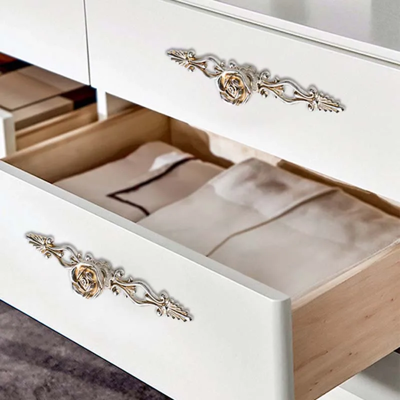 Pegangan laci furnitur pegangan lemari Aloi seng pegangan putih gading gaya Eropa gagang kabinet dapur untuk kenop furnitur