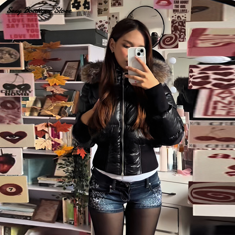 Женская осенне-зимняя хлопковая куртка с воротником из искусственного меха и длинными рукавами, облегающее съемное пальто, новинка 2023 года, женская верхняя одежда