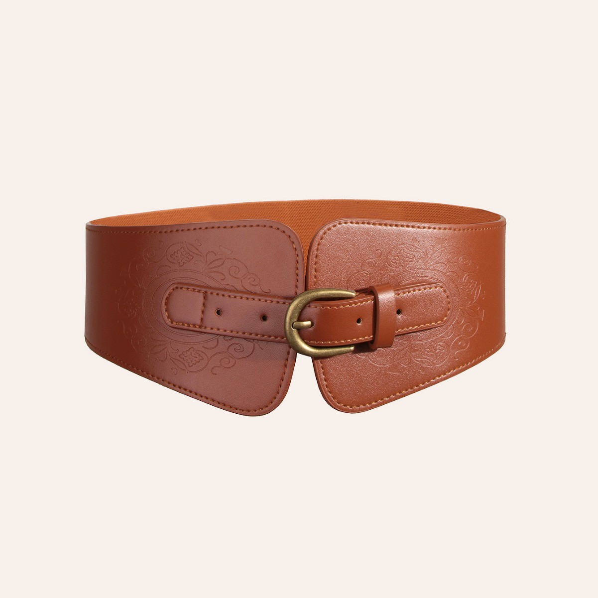 Neuer elastischer brauner Damengürtel mit ovaler Dornschließe, dekorative Taillendichtung, passende Röcke, vielseitiger Schlankheitsgürtel