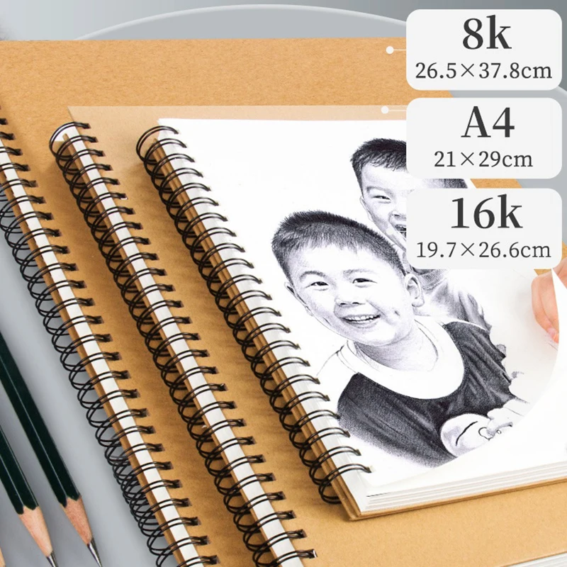 Professional Sketchbook กระดาษหนา 160 GSM วาดสีน้ําโน้ตบุ๊คเกลียว Art School Sketching อุปกรณ์วาด Notepad