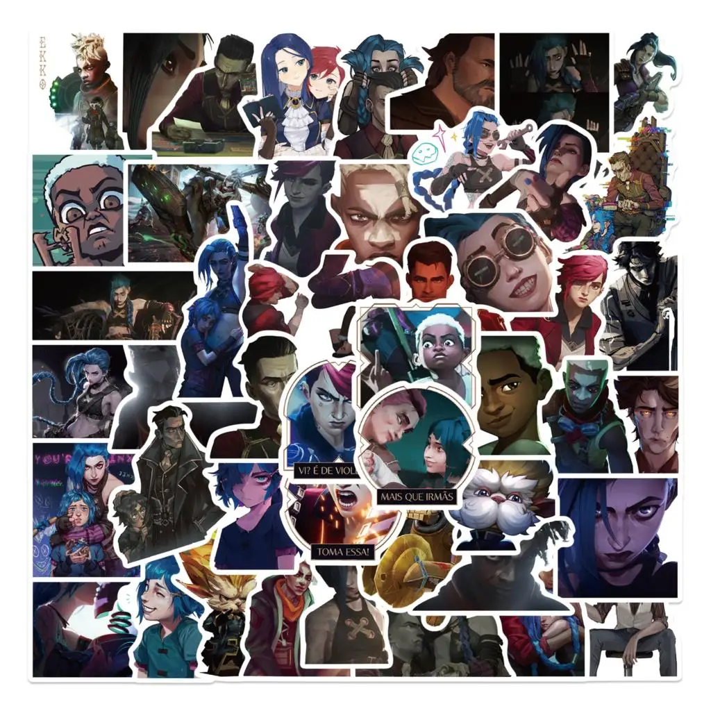 50PCS Cool การ์ตูนอะนิเมะ Arcane เกมสติกเกอร์สําหรับรถยนต์รถจักรยานยนต์ถ้วยน้ําของเล่นเด็กกระเป๋าเดินทางคอมพิวเตอร์สติกเกอร์