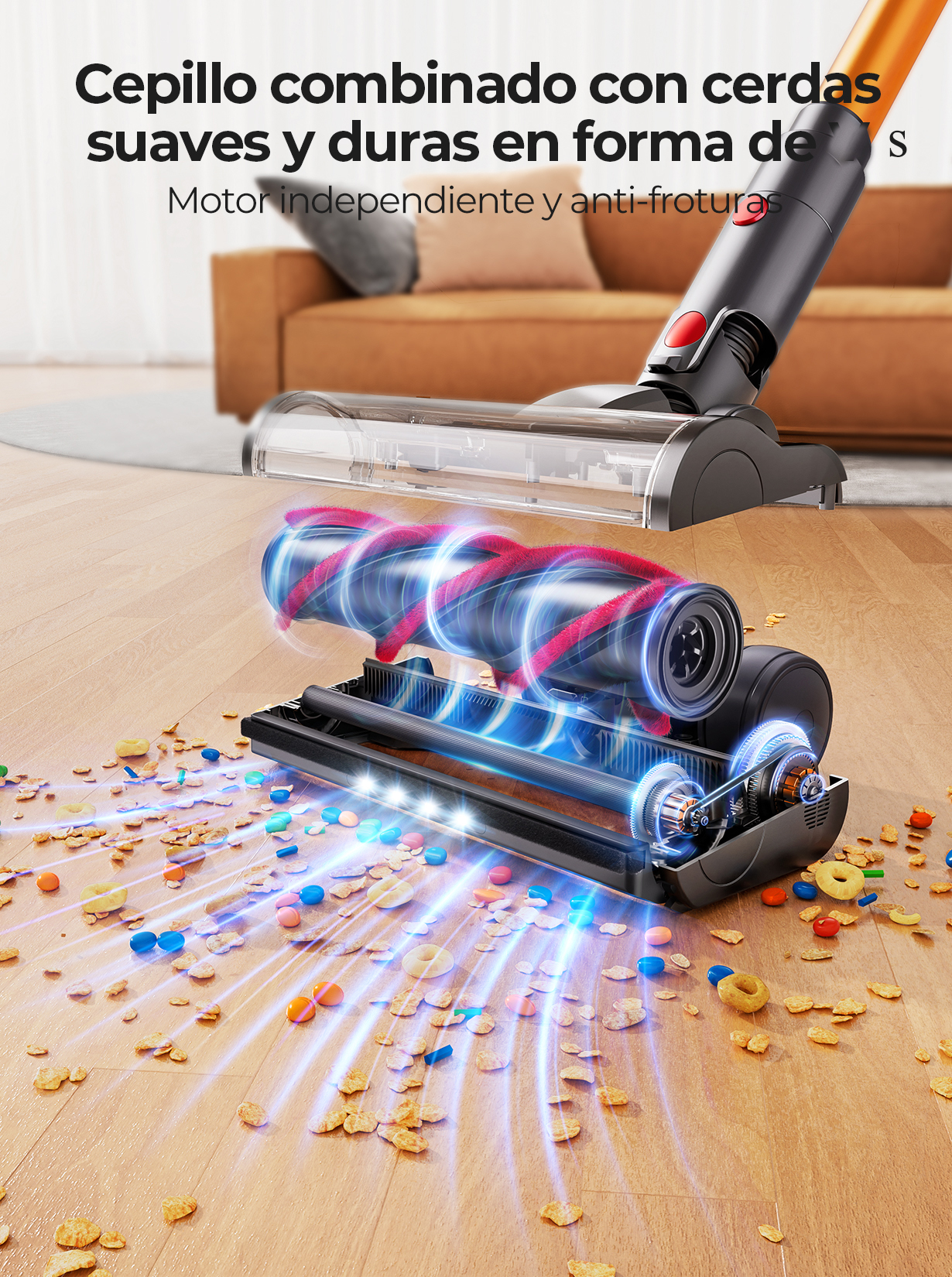 aspiradora sin cable Laresar V7, 500W, 50KPA, potencia de succión, electrodoméstico inteligente de mano, taza para polvo, batería extraíble